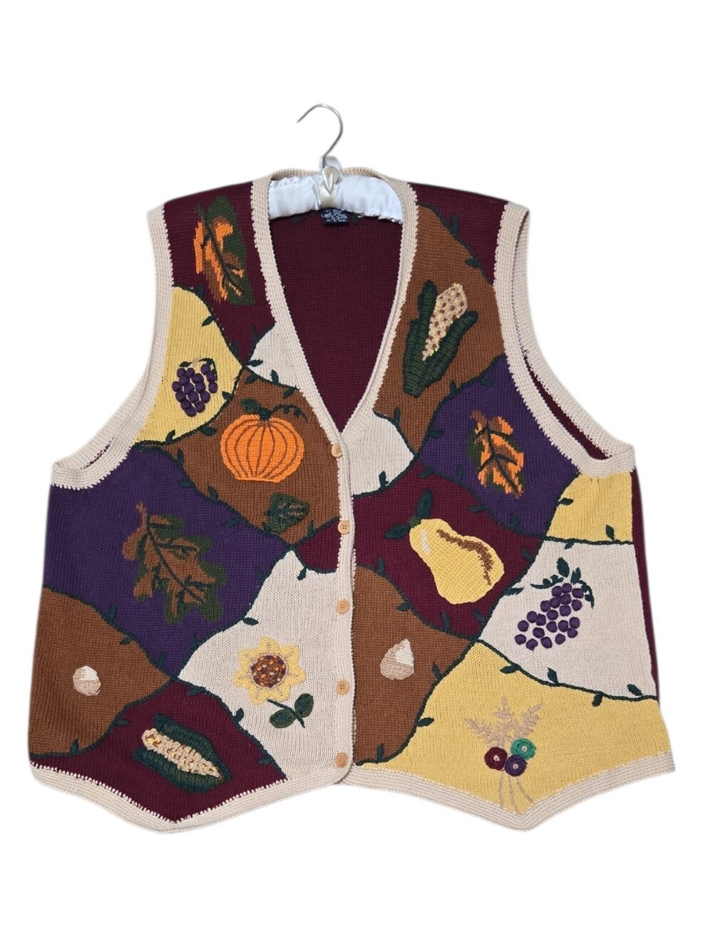 Vintage 1995 Eagle's Eye Collectibles Autumn Harvest Knit Sweater Vest Retro 90s